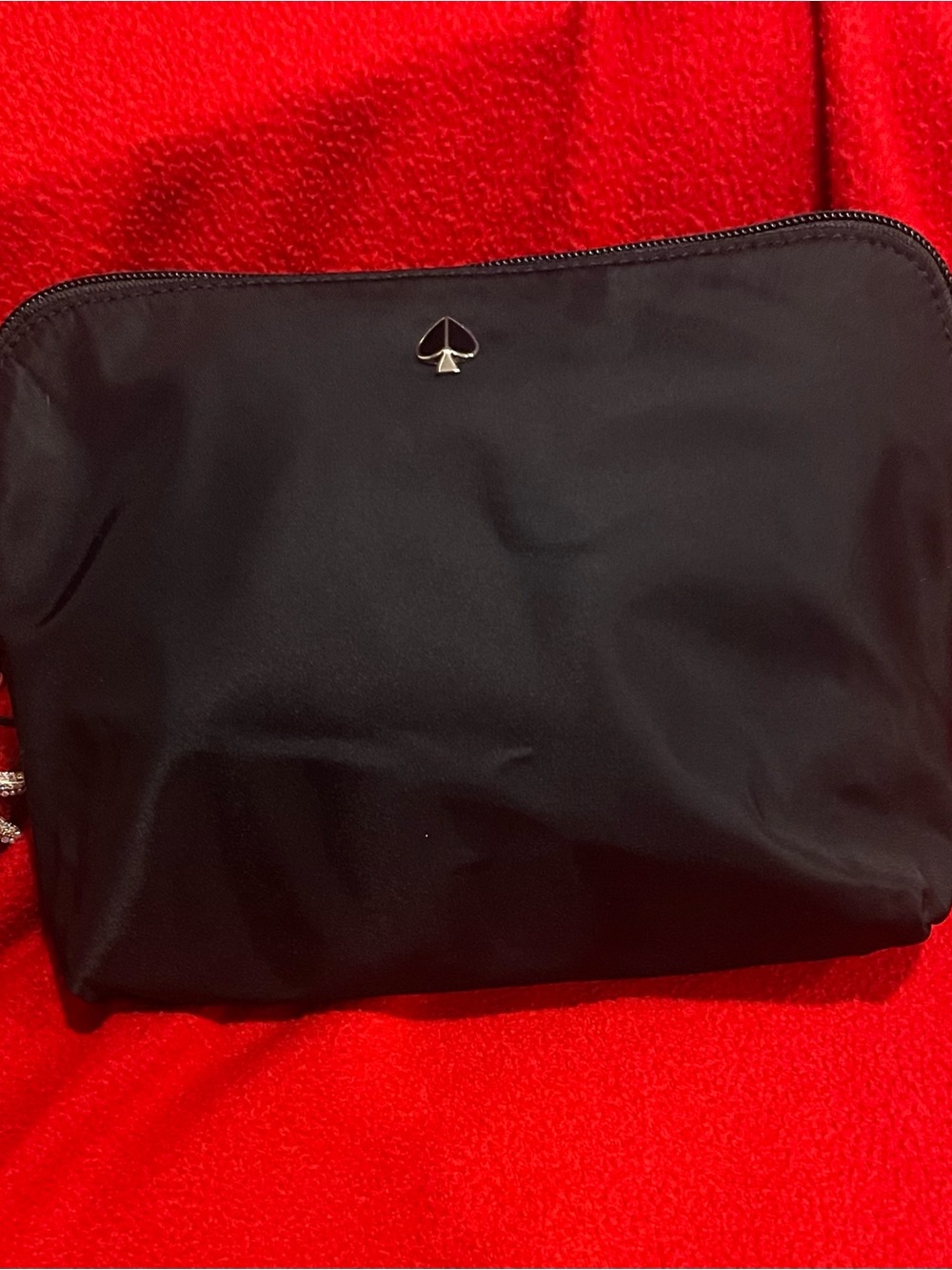 *Low Start kate spade Taylor Black Nylon Cosmetic Pouch with Spade Emblem